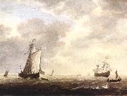 VLIEGER, Simon de A Dutch Man-of-war and Various Vessels in a Breeze r oil painting artist